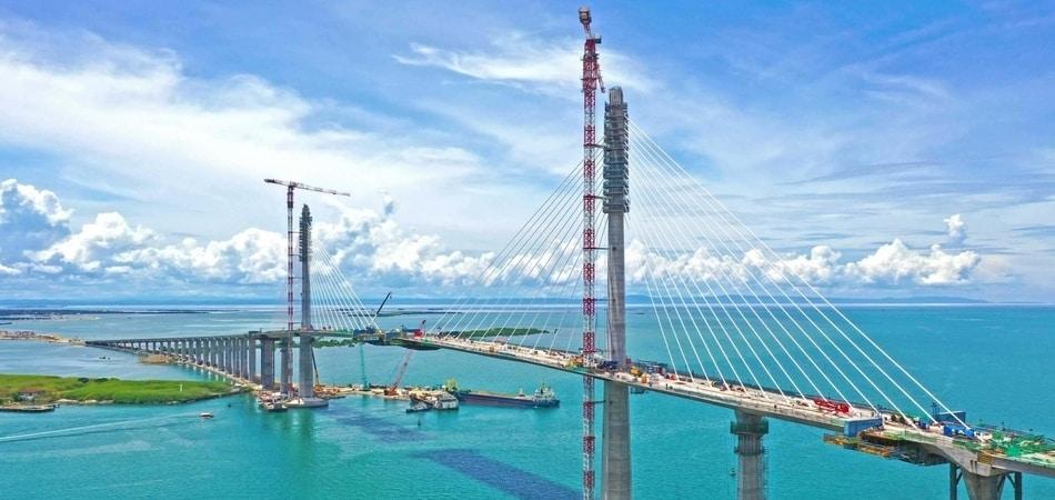 Stan budowy mostu w sierpniu 2021 roku